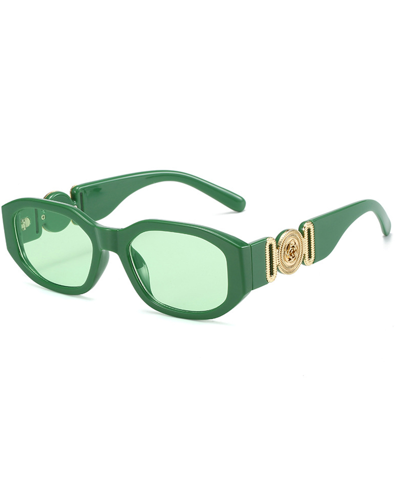

1Pair Retro Wide Frame Square Rectangle Sunglasses, Light green