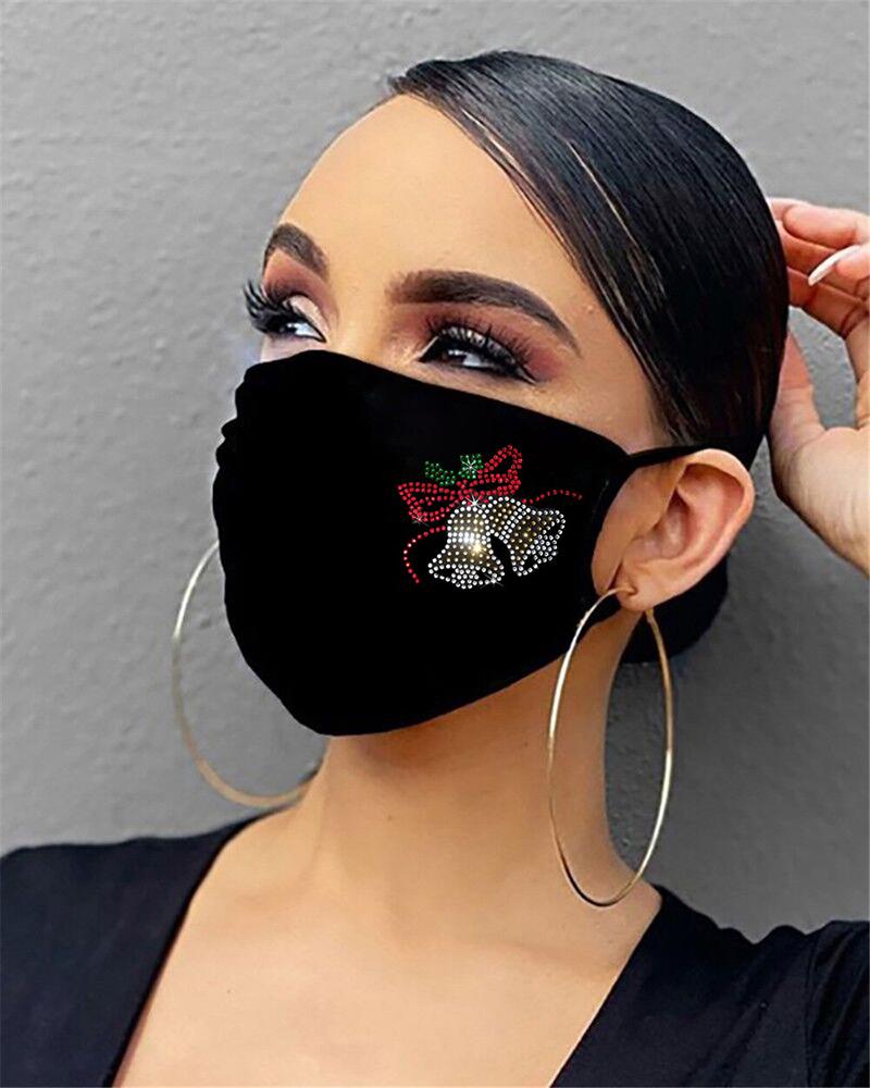 

Christmas Pattern Studded Filter Breathable Face Mask, Style4