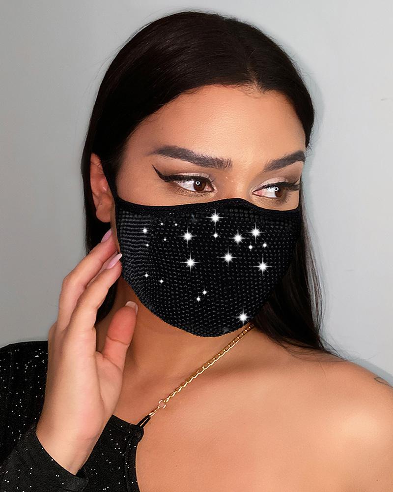 

Studded Colorblock Breathable Face Mask, Black