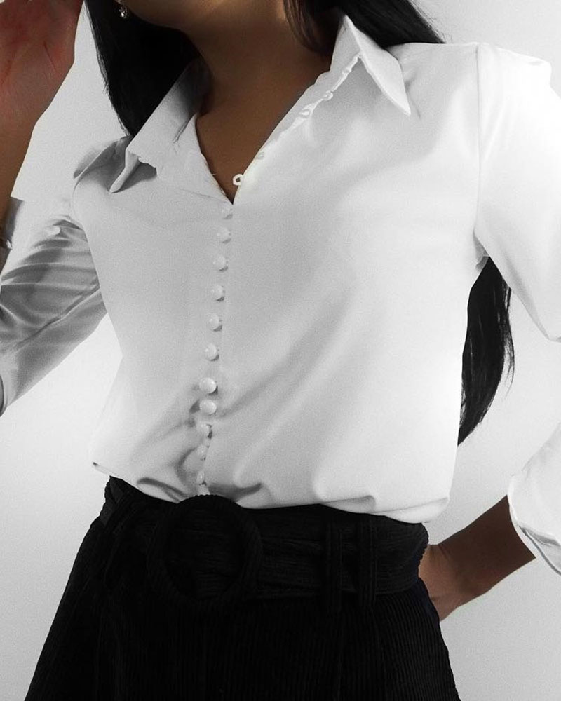 

Button Design Casual Shirt, White