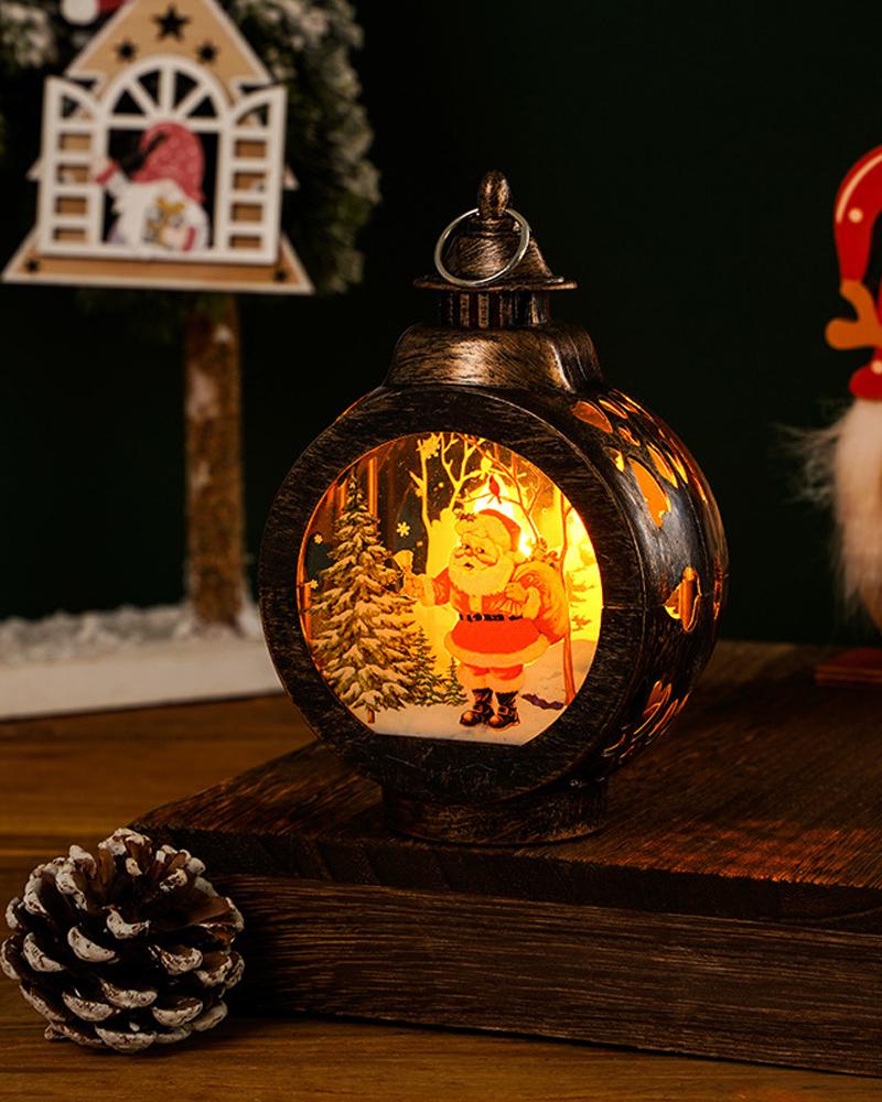 

1pc Christmas Flameless Candle Battery Operated Lamp LED Lighted Candle Lantern Christmas Party Ornament Home Decoration, Style4