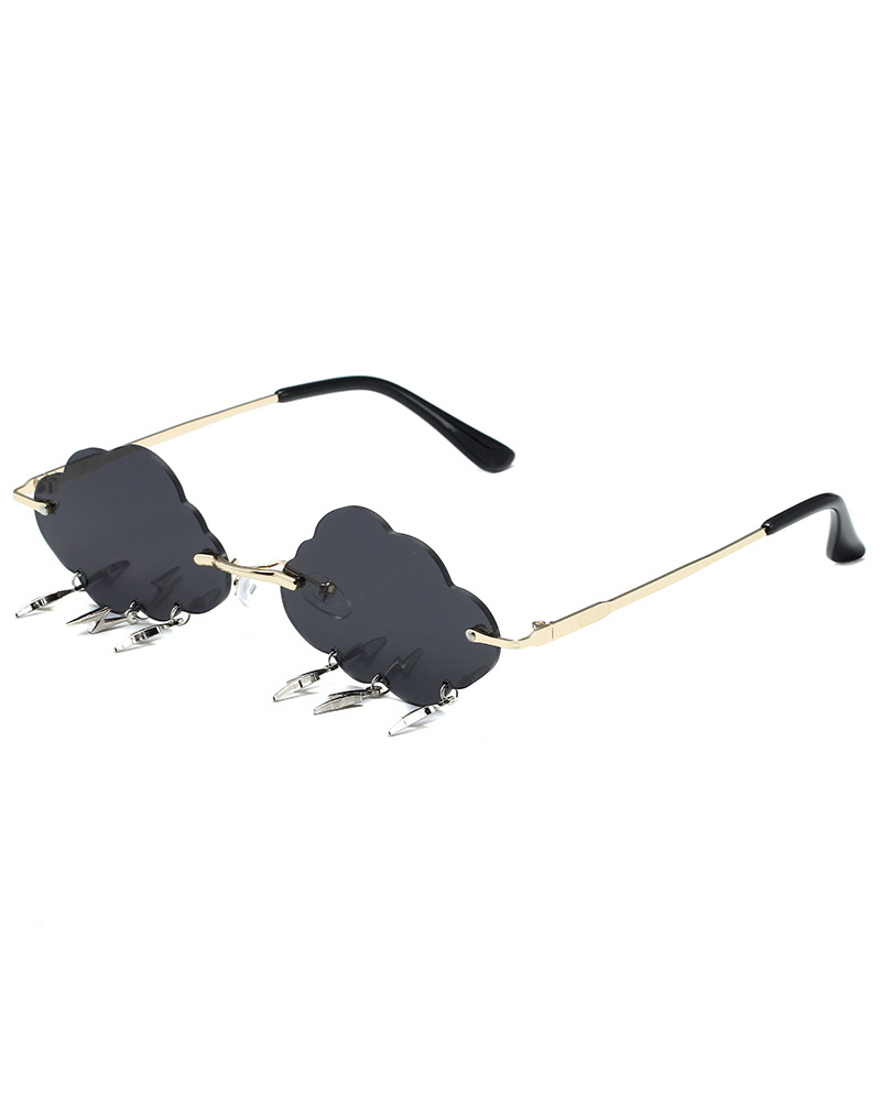

1Pair Cloud Shaped Rimless Fashion Sunglasses, Black