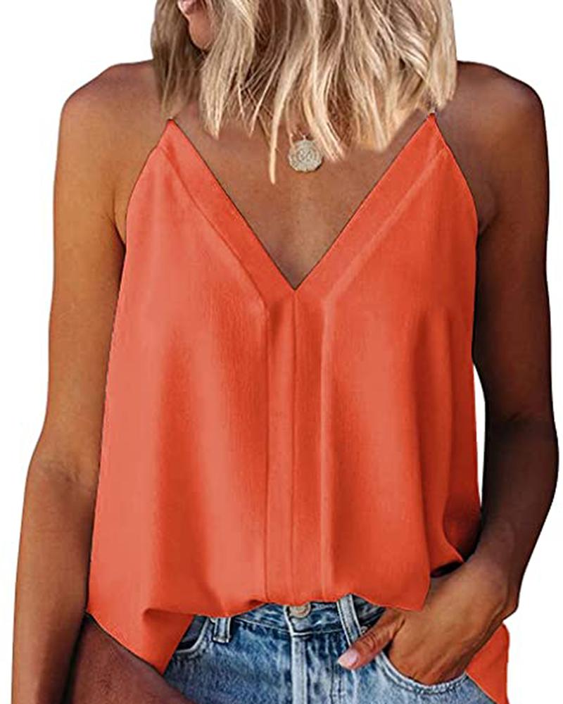 

Halter Sleeveless Loose Fit Casual Top, Orange