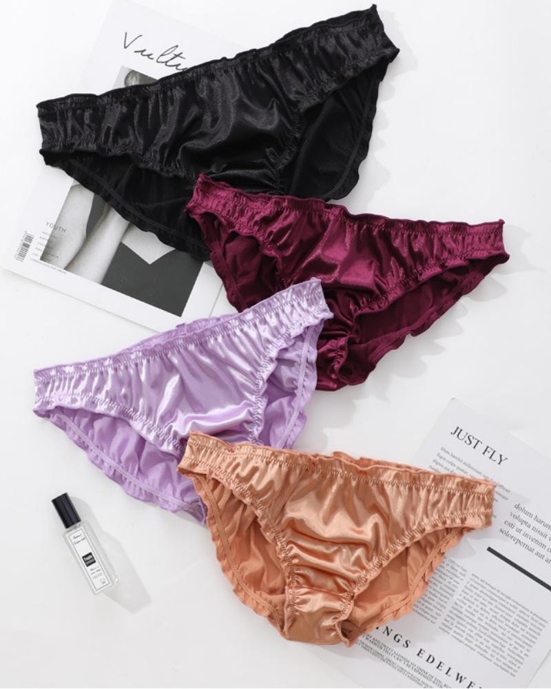 

Frill Hem Low Waist Ruched Panty, Black