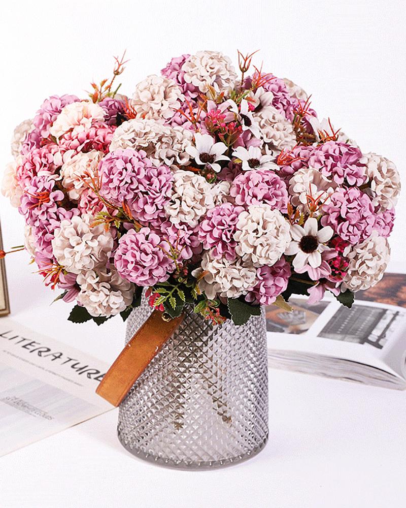 

Artificial Hydrangea Mixed Flowers Silk Bouquet Wedding Party Home Decor, Purple