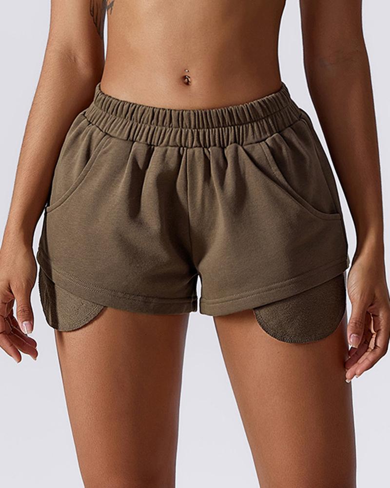 

Pocket Design Casual Sports Shorts, Coffee