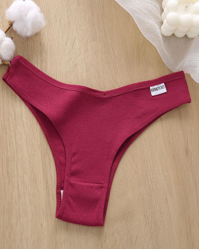 

Ribbed Skinny Low Waist Panties, Wine red
