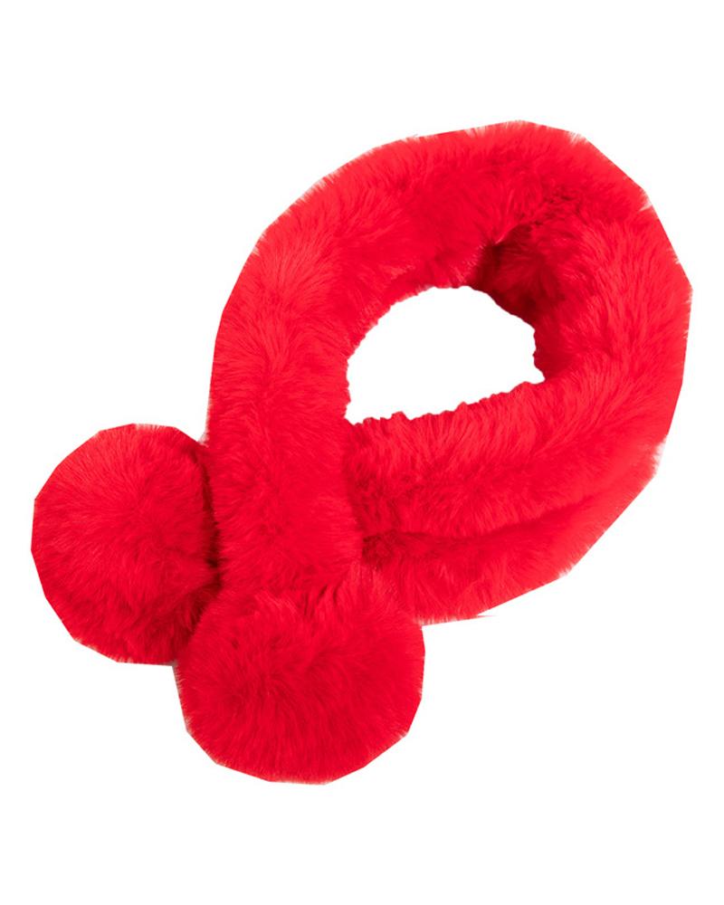 

1pc Warm Soft Fuzzy Wrap Around Loophole Scarf, Red