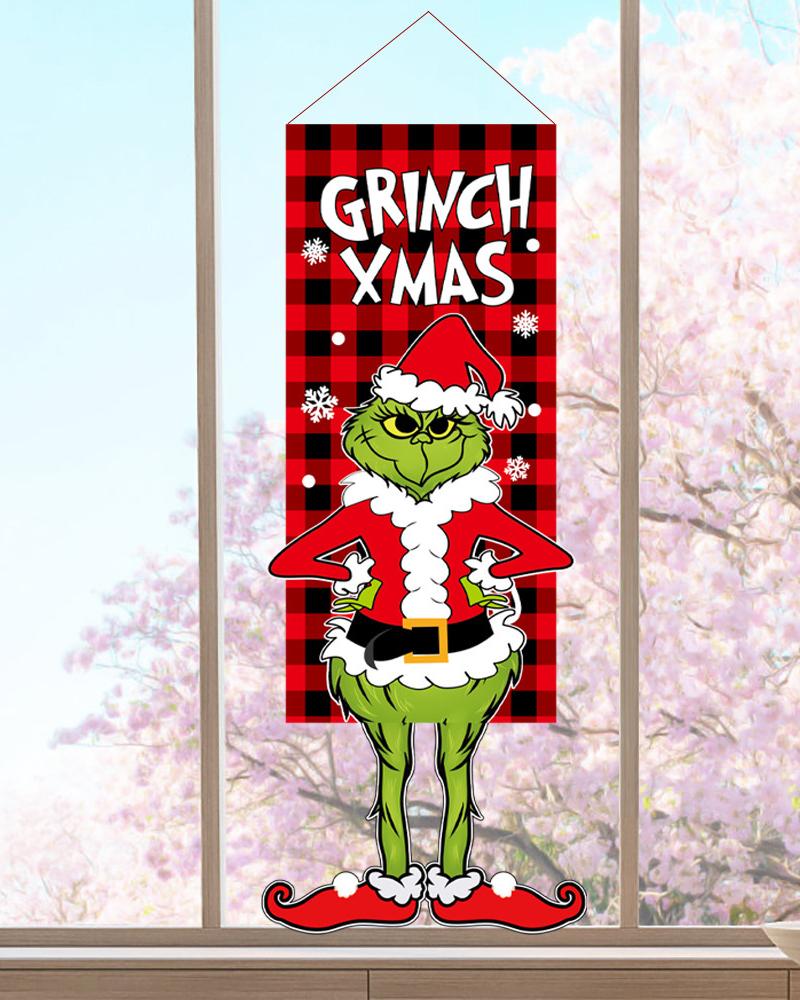 

1pc Christmas Garden Ornament Elk Cartoon Doll Hanging Flag Decoration, Style3