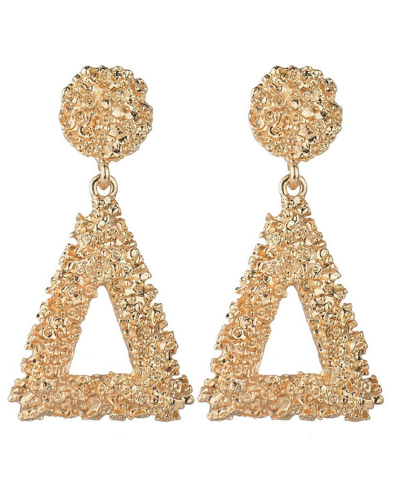 

Triangle Shaped Drop Earrings, Gold