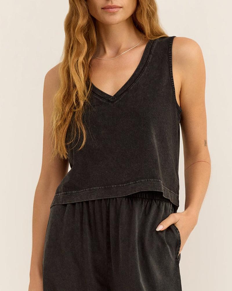

V-Neck Casual Sleeveless Top, Black