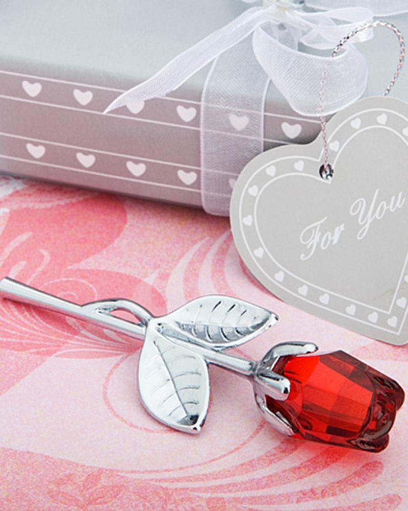 

1pc Mother's Day Wedding Guest Girlfriend Birthday Gift Crystal Glass Flower Mini Forever Red Artificial Rose