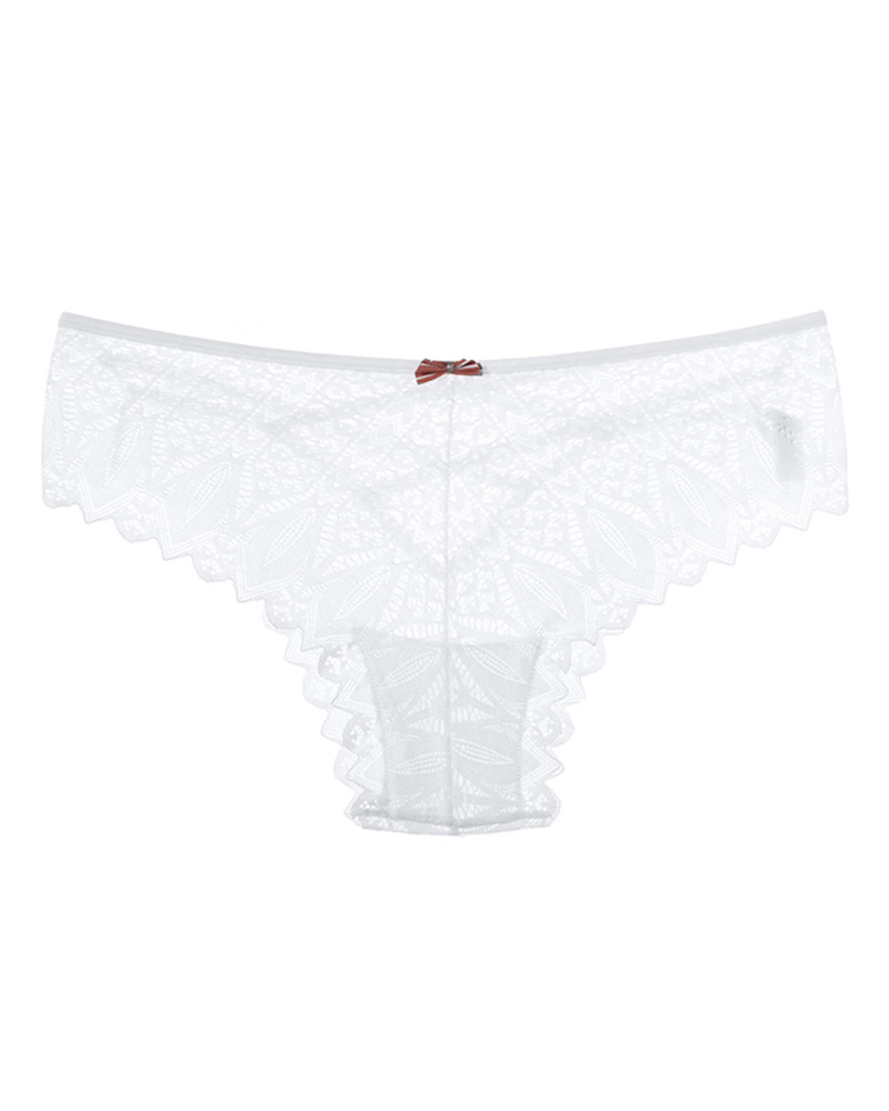 

Bowknot Decor Crochet Lace Criss Cross Panty, White