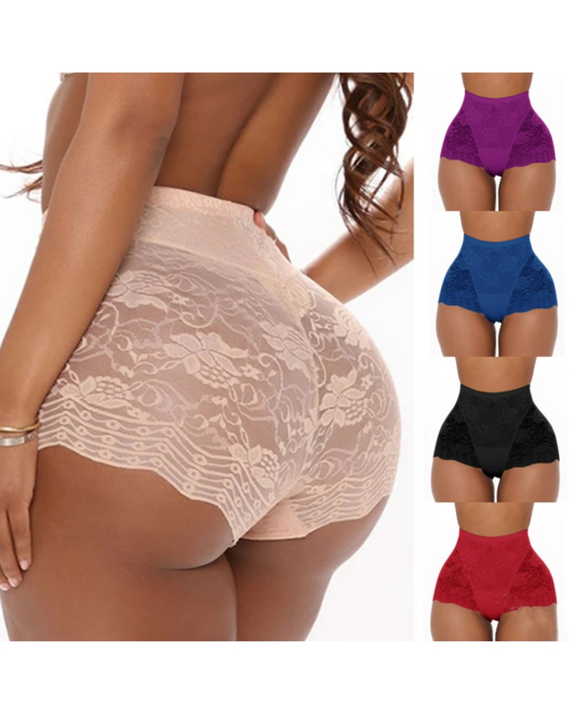 

Breathable High Waist Floral Lace Panty, Apricot