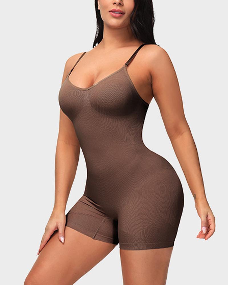 

Body Shaping Butt Lifting Tummy Control Crotchless Bodysuit Slimming Corset Shapewear, Coffee