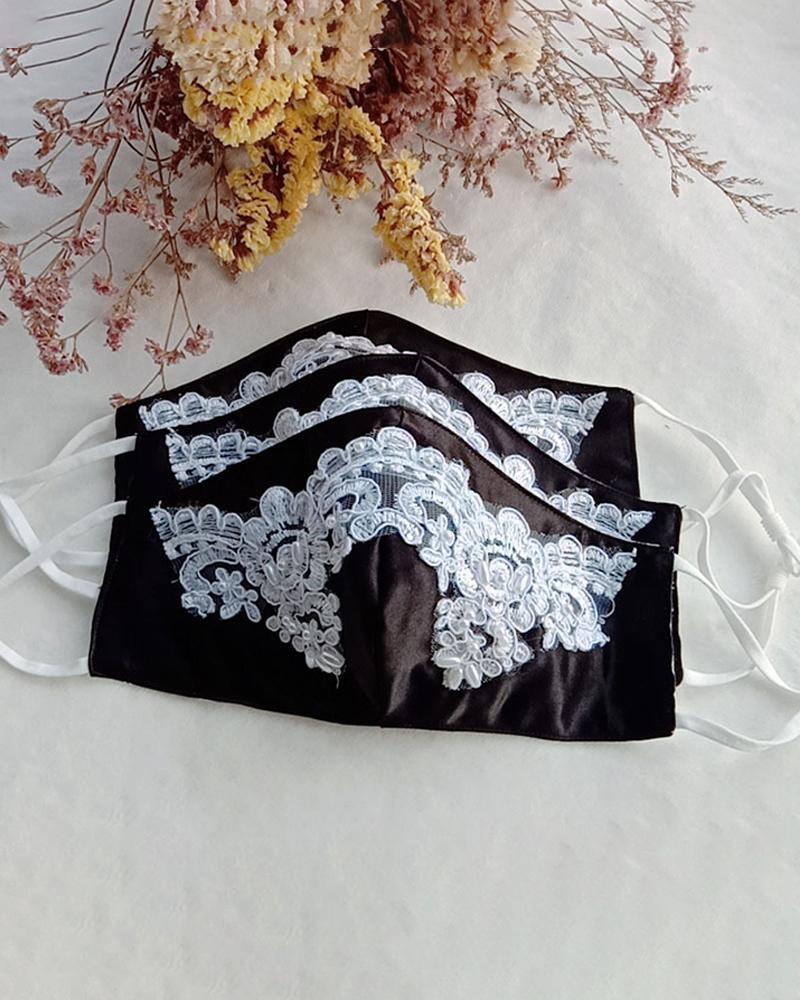 

Crochet Lace Breathable Face Mask, Black