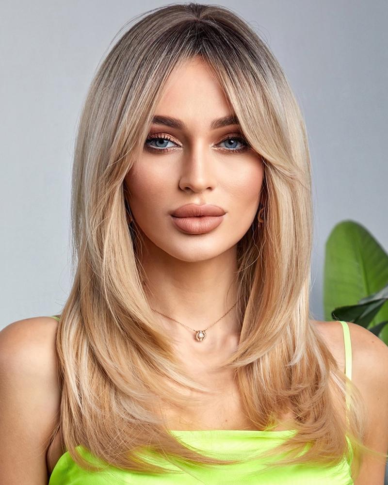 

Blonde Long Straight Ombre Heat Resistant Synthetic Hair Wig, Style1