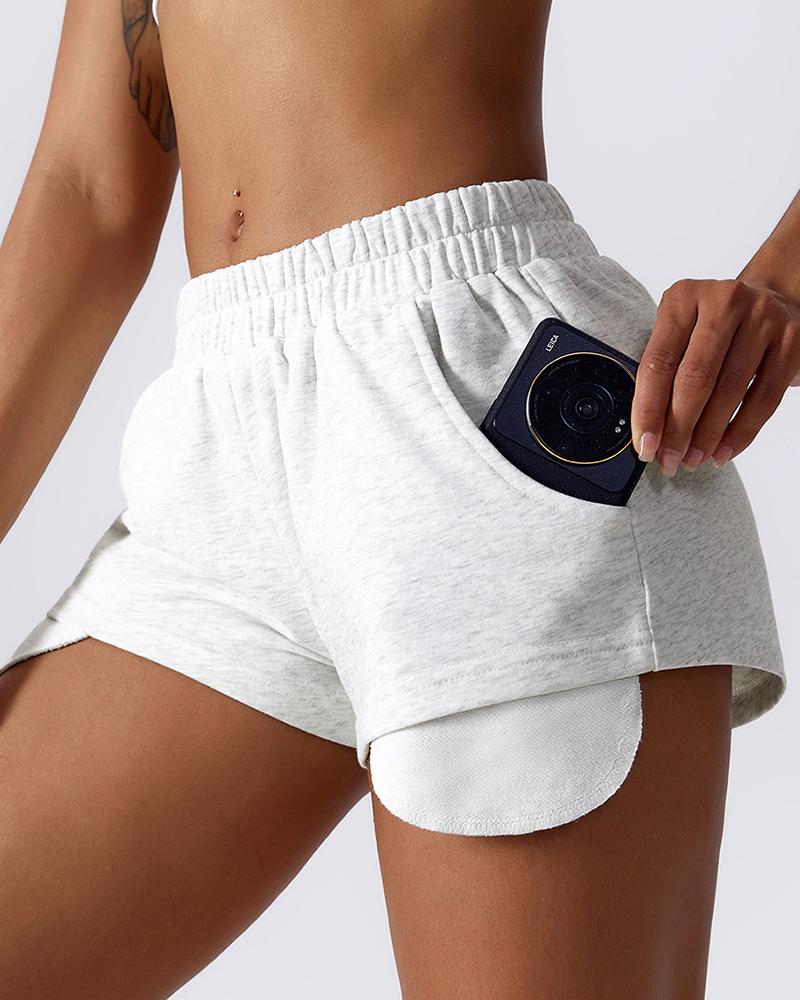 

Pocket Design Casual Sports Shorts, White