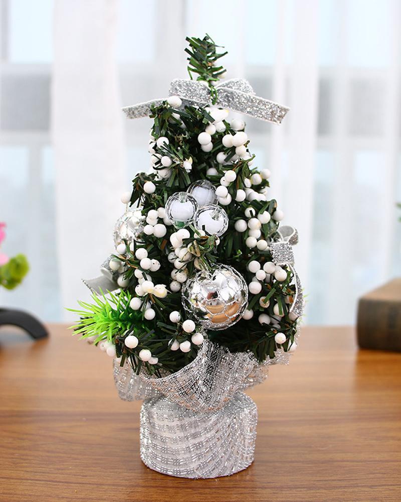 

1pc Mini Christmas Tree Tabletop Christmas Tree With Christmas Ball Ornament Table Decoration, Style3