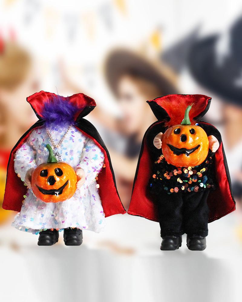 

2PCS/Set Halloween Decorations Headless Pumpkin Dolls Couple Ghosts Festival Tricky Props Atmosphere Arrangement Supplies, Red