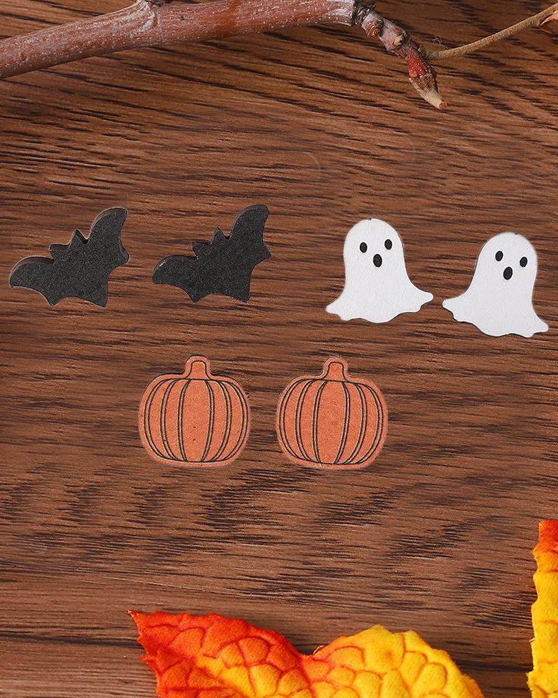 

1Pair Halloween Bat Ghost Pumpkin Cartoon Stud Earrings, Yellow