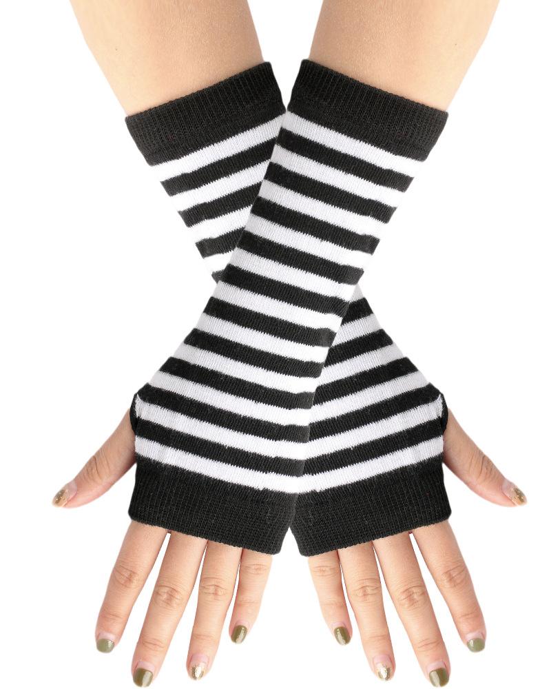 

1Pair Striped Knit Fingerless Gloves, Style2
