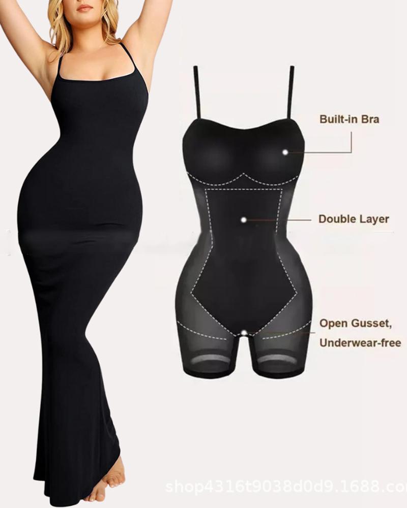 

Tummy Control Butt Lifting 2-In-1 Shapewear Dress, Black