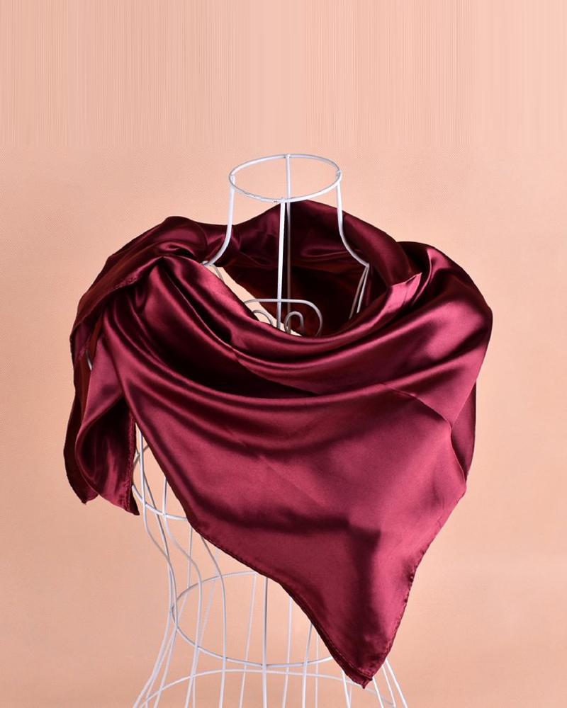 

Plain Satin Square Scarf Headband, Wine red