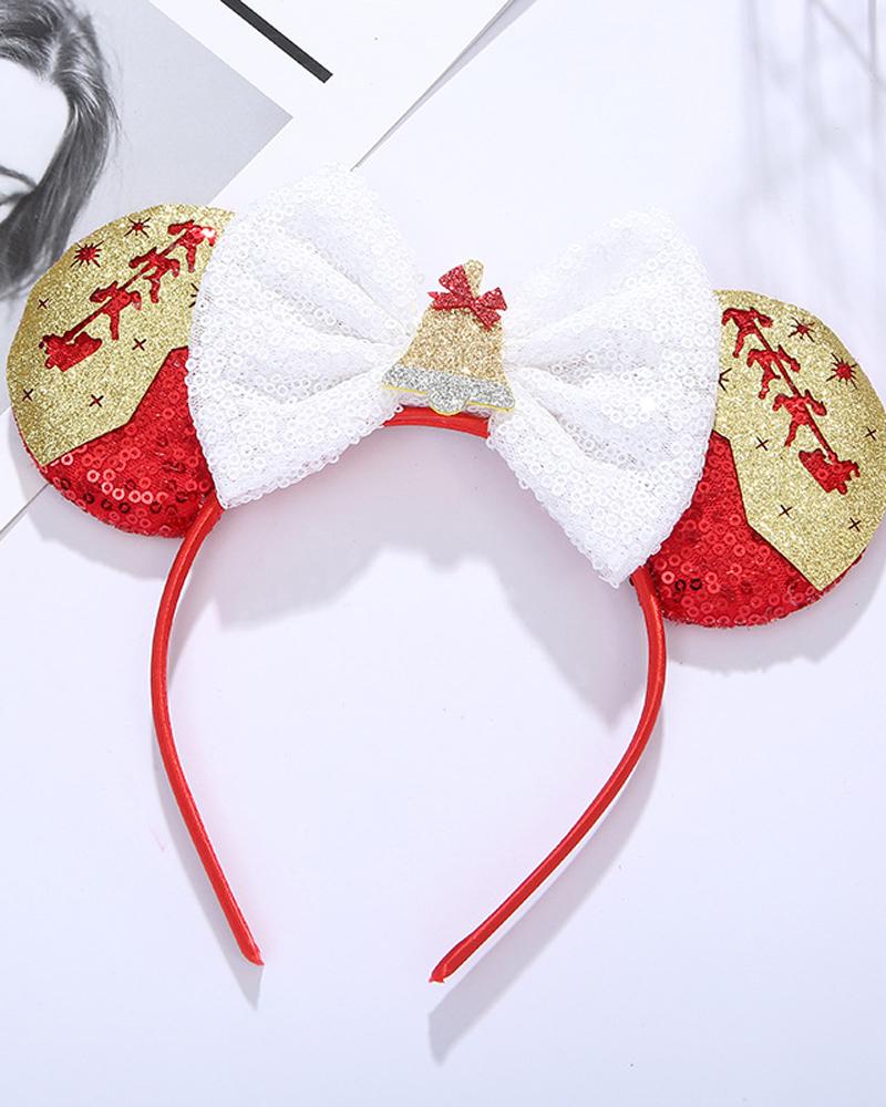 

1pc Christmas Contrast Sequin Bowknot Decor Headband, Style2