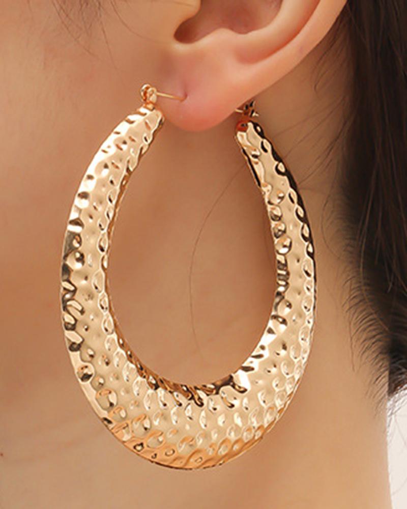 

1Pair U-shaped Honeycomb Hoop Earrings, Gold