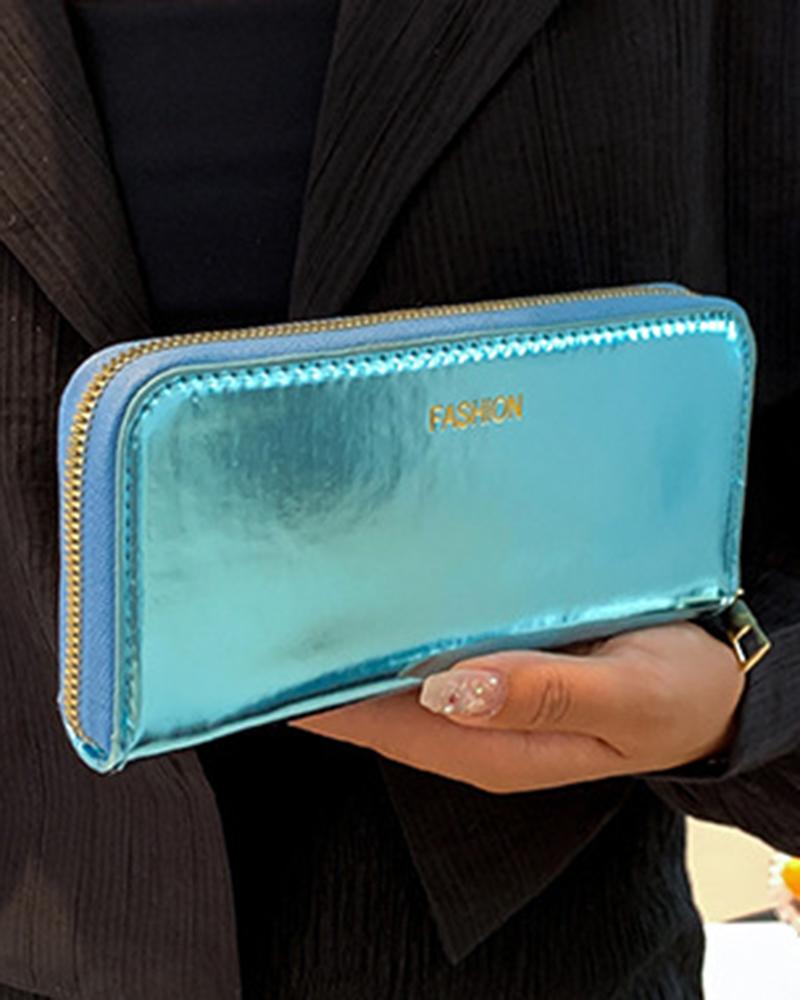 

Multifunctional Zipper Design Purse Phone Clutch Bag, Blue