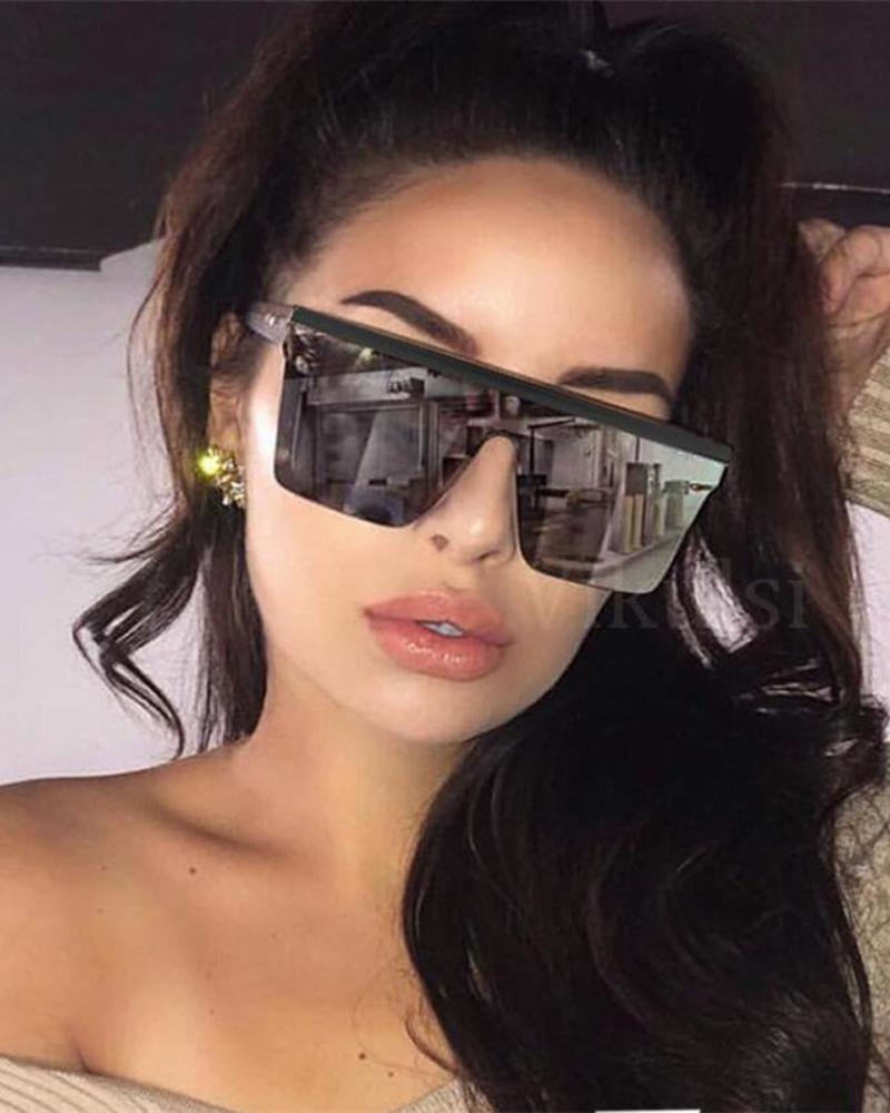 

1Pair Square Frame Flap Top Fashion Sunglasses, Silver