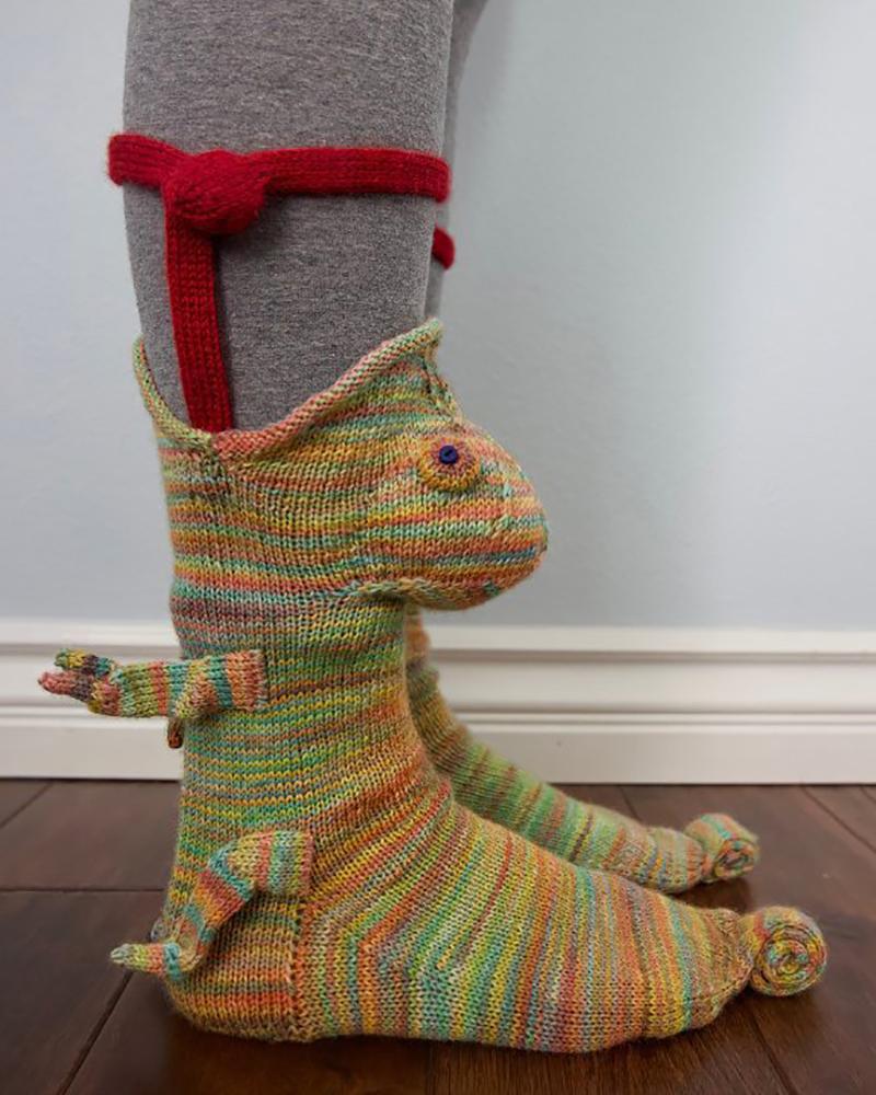 

1Pair Knit Animal Pattern Socks, Yellow
