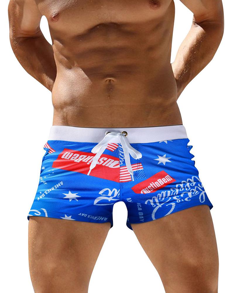 

All Over Print Drawstring Swim Short Pants, Style1