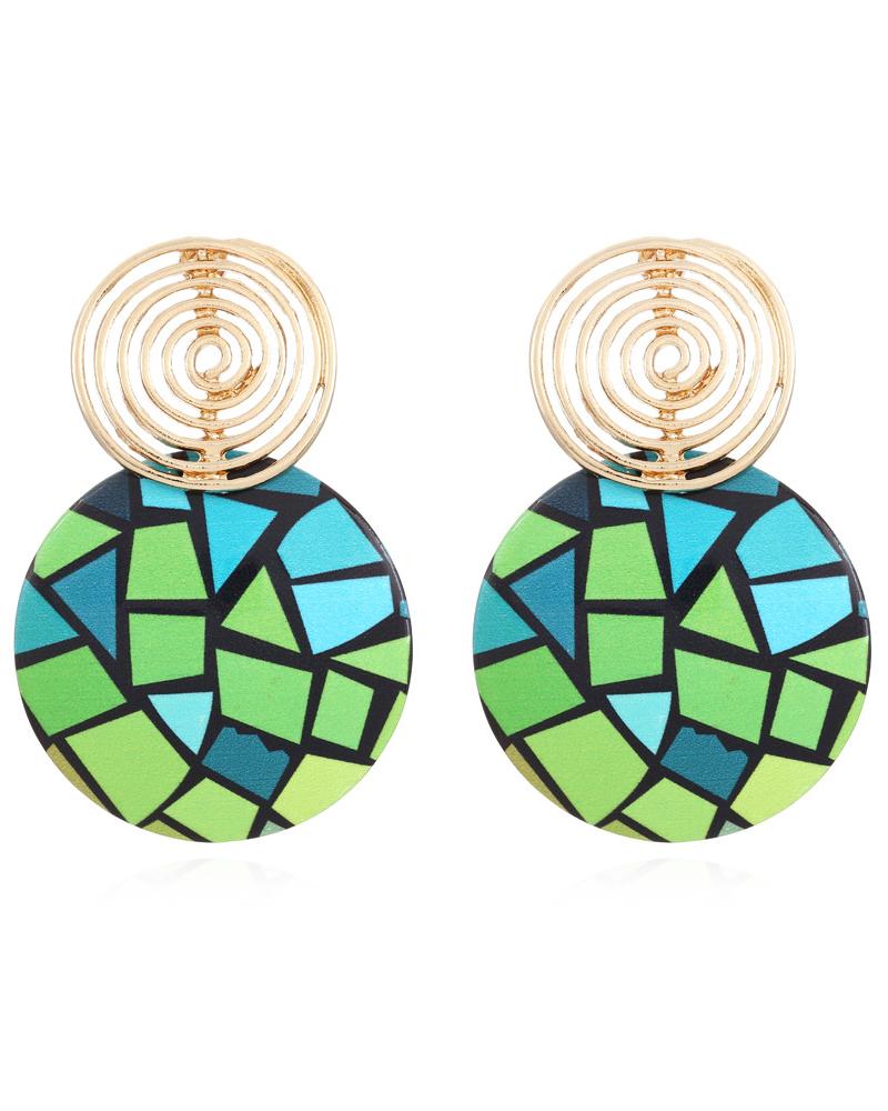 

1Pair Geometric Shaped Drop Earrings, Green