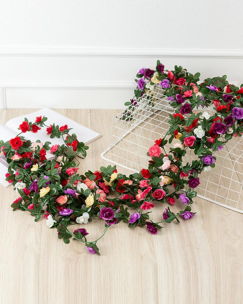 

Fake Rose Vine Flowers Plants Artificial Flower Hanging Rose Ivy Home Hotel Office Wedding Party Garden Craft Art Decor, Red