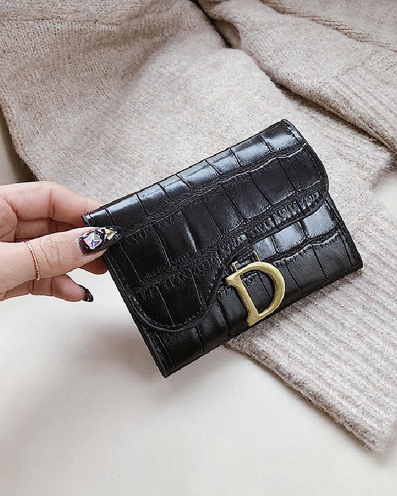 

Letter Decor Credit Card Wallet, Black