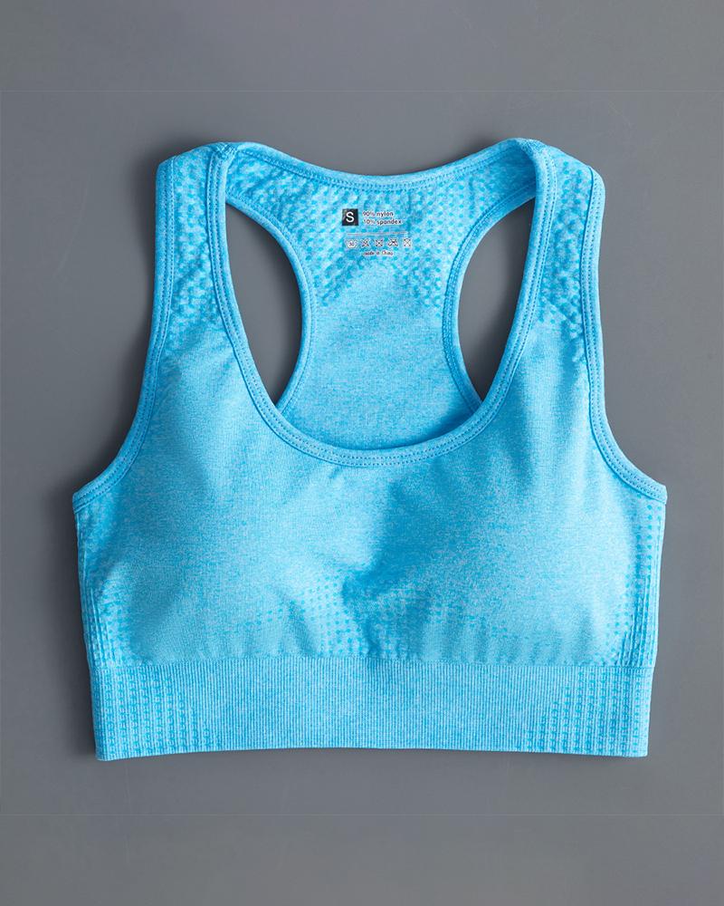 

Low Cut Plain Sleeveless Skinny Sporty Bras, Sky blue