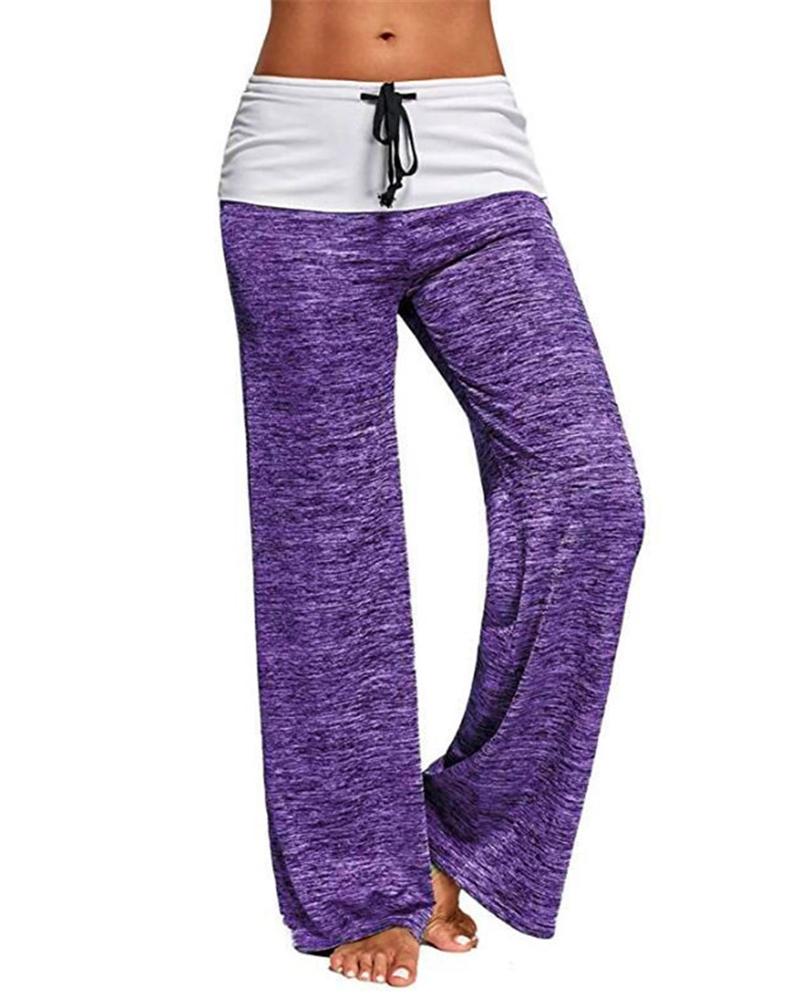 

Drawstring Colorblock Wide Leg Pants, Purple