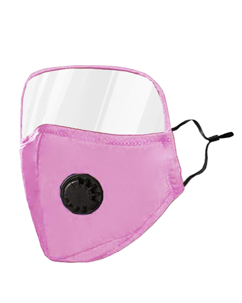 

Outdoor Face Protective Ear Loop Valve Face Mask With Eyes Shield, Pink