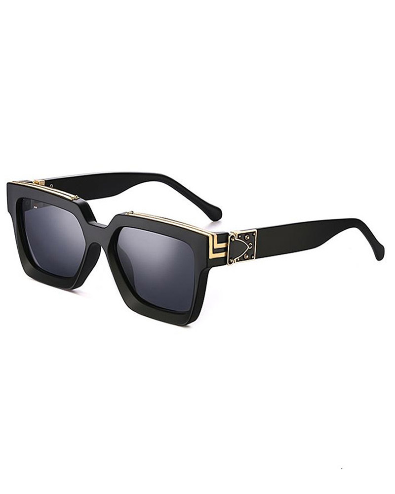 

Retro Studded Square Frame Sunglasses, Black