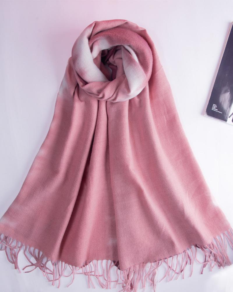 

Tassel Design Tied Dye Print Ombre Scarf, Style6