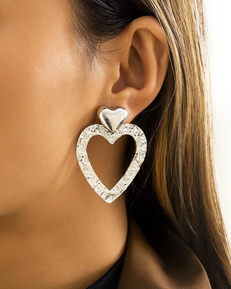 

Double Heart Shaped Earrings, Silver