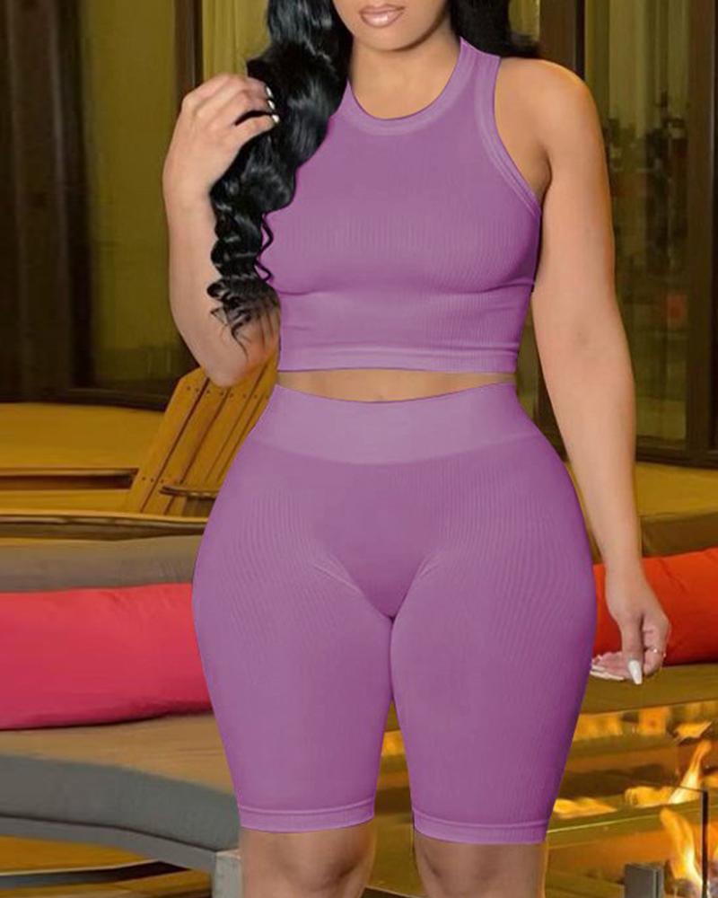 

Seamless High Stretch Ribbed Active Set, Purple
