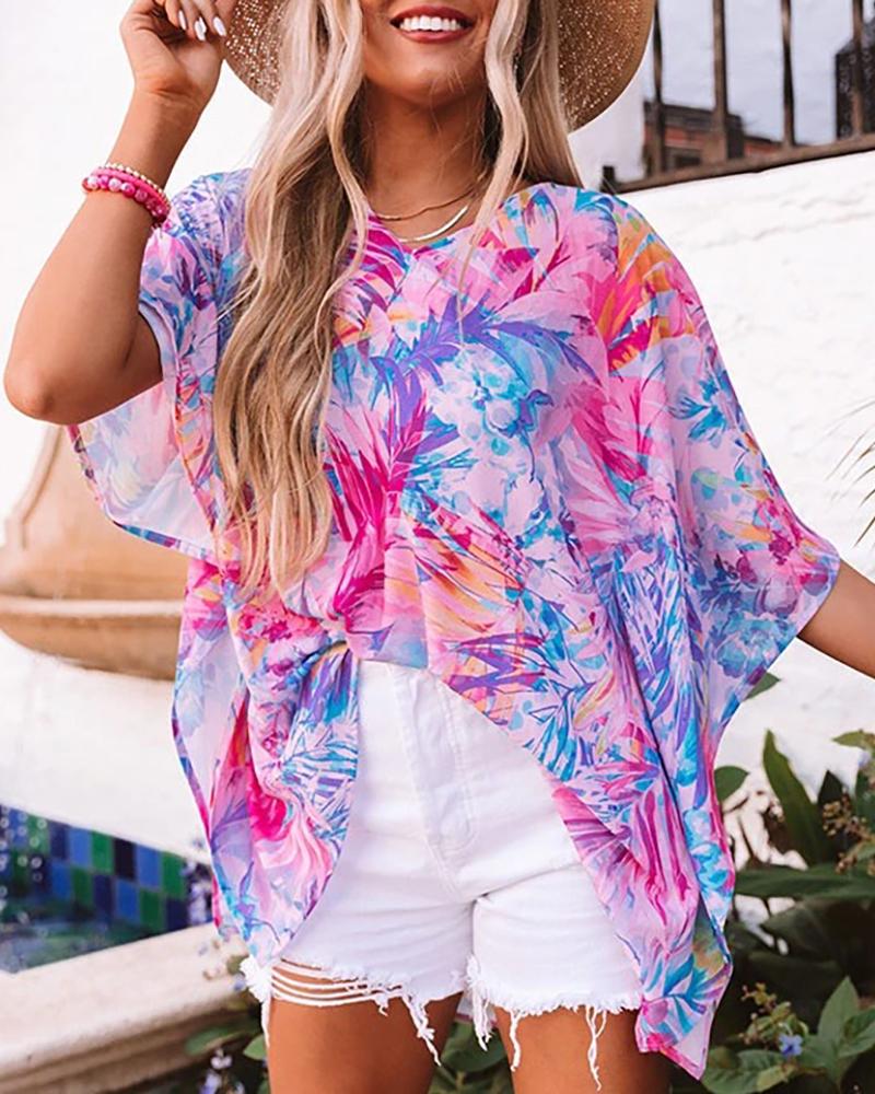 

Striped Print Colorblock V Neck Top, Multicolor