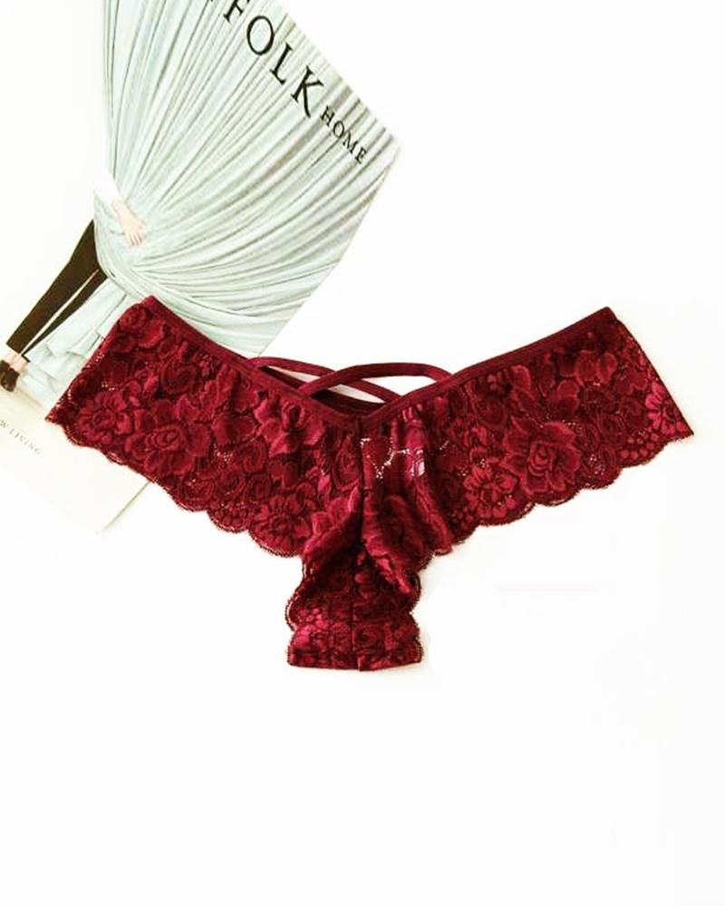 

Solid Skinny Low Waist Panties, Red