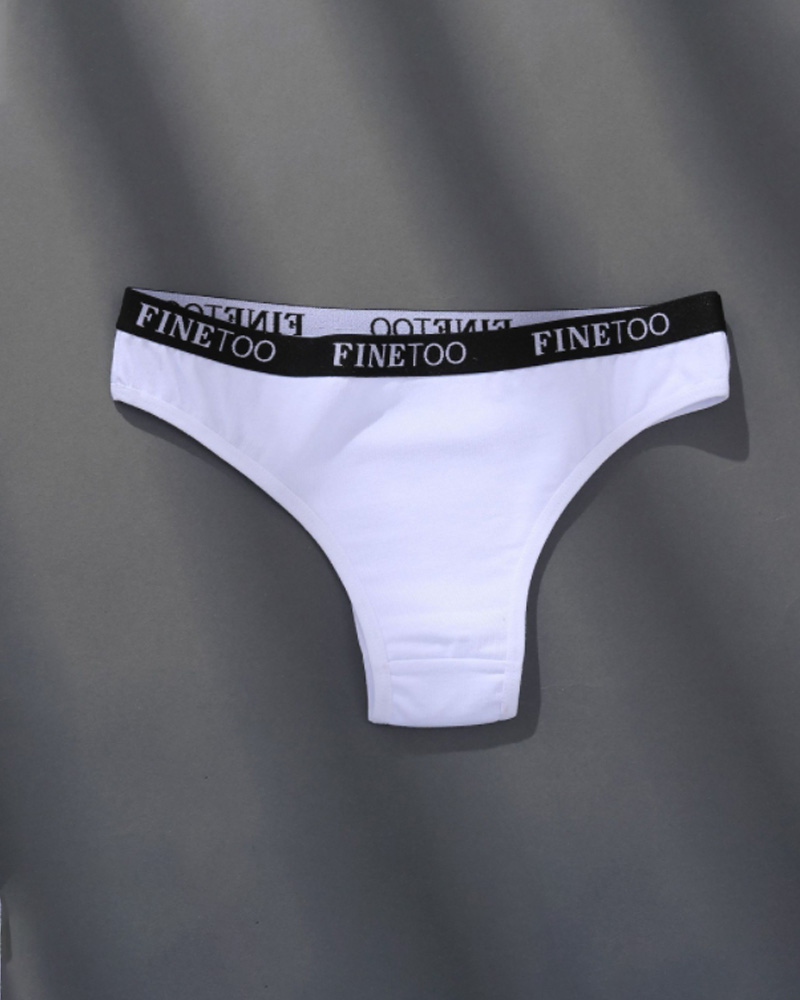 

Letter Print Breathable Cotton Panty, White