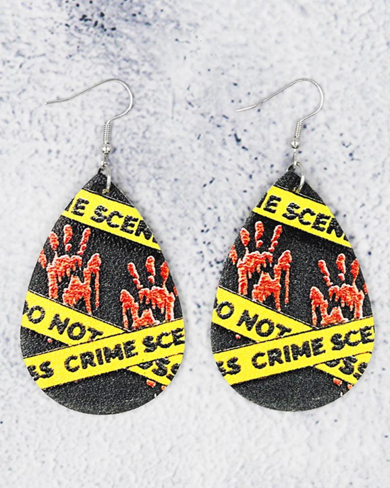 

1Pair Halloween Scary Print Drop Earrings, Black