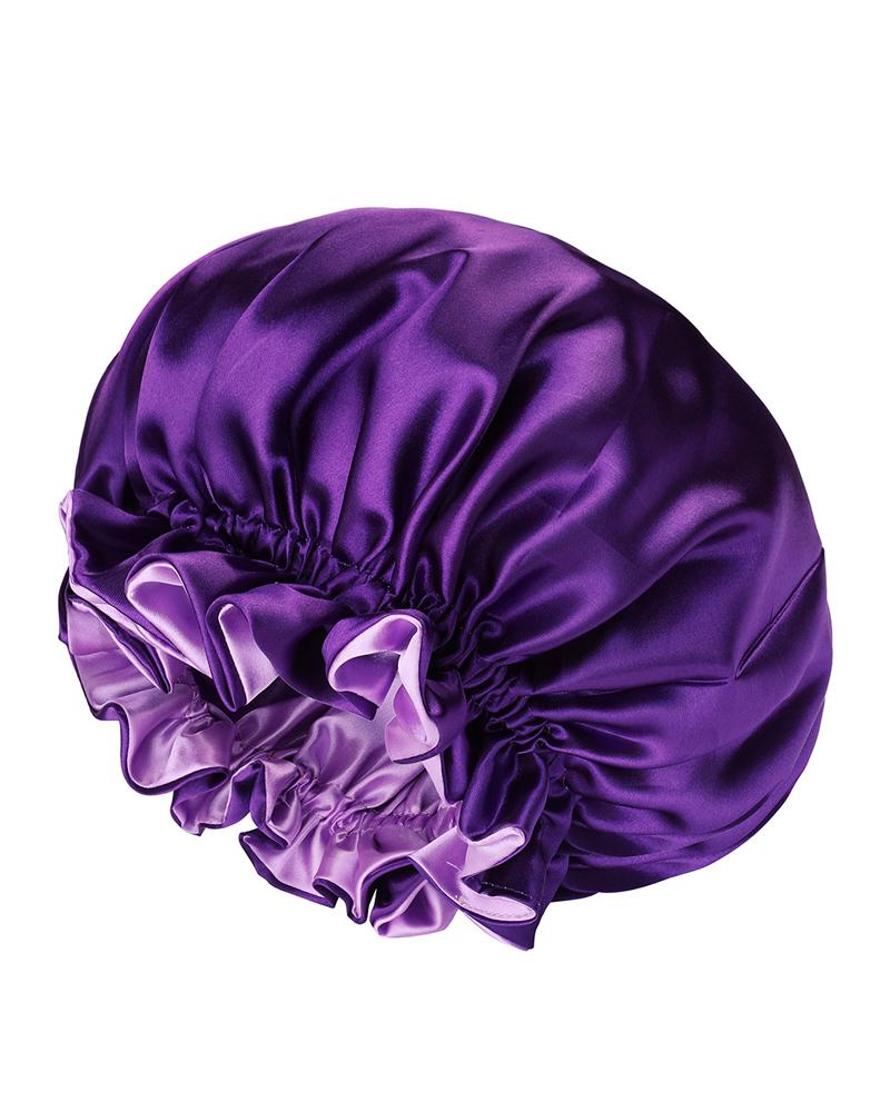 

Ruffle Trim Satin Hair Bonnet, Purple