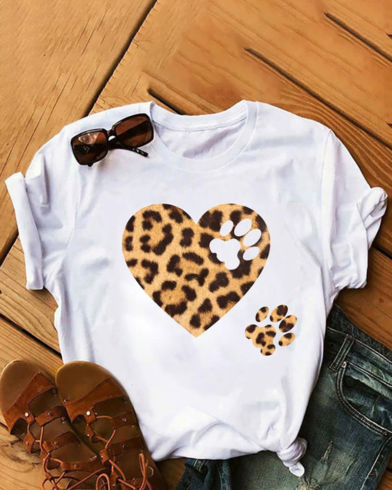 

Mixed Print Short Sleeve Casual T-shirt, Style5